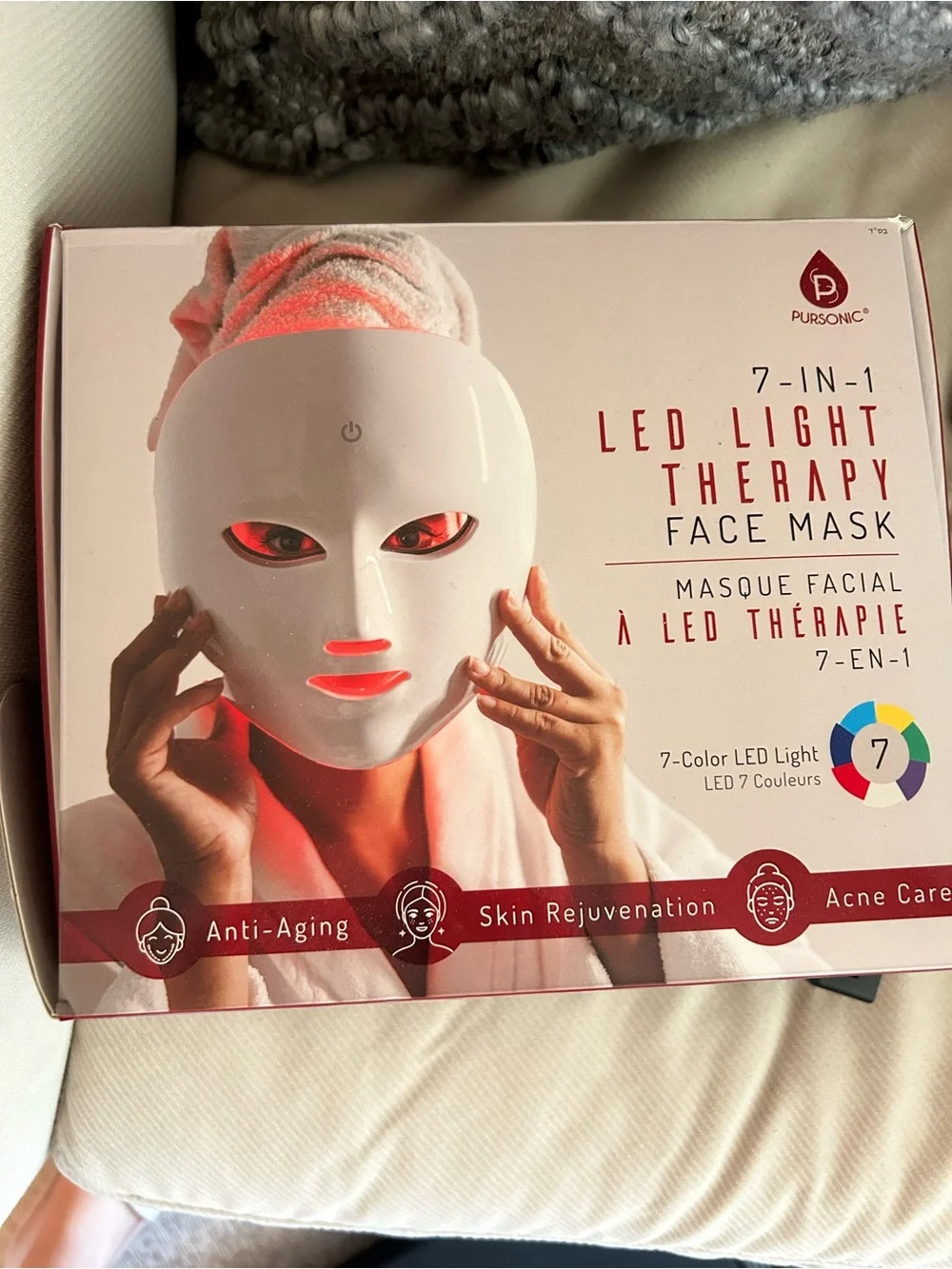 7-in-1 LED Light Therapy Face Mask - White